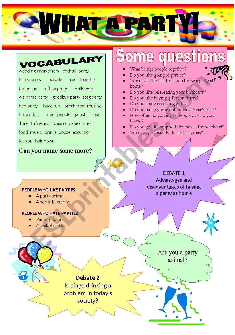 What a party! worksheet