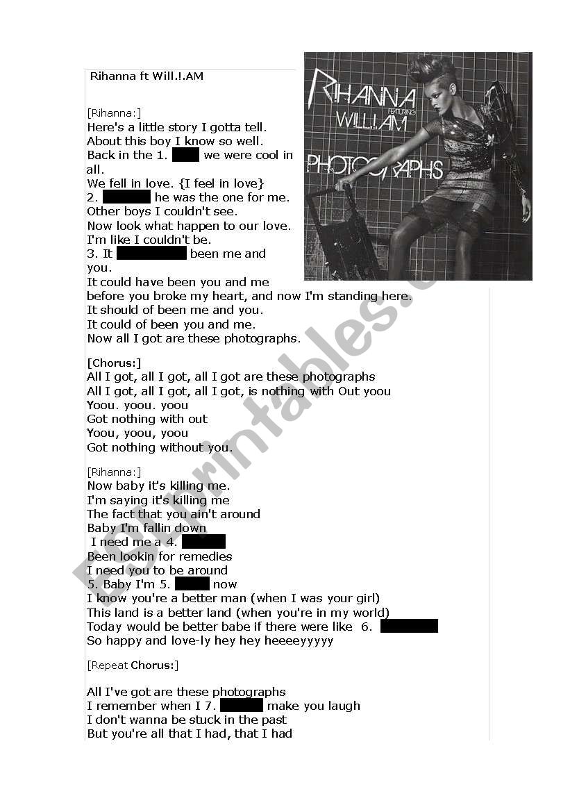 lyrics Rihanna worksheet