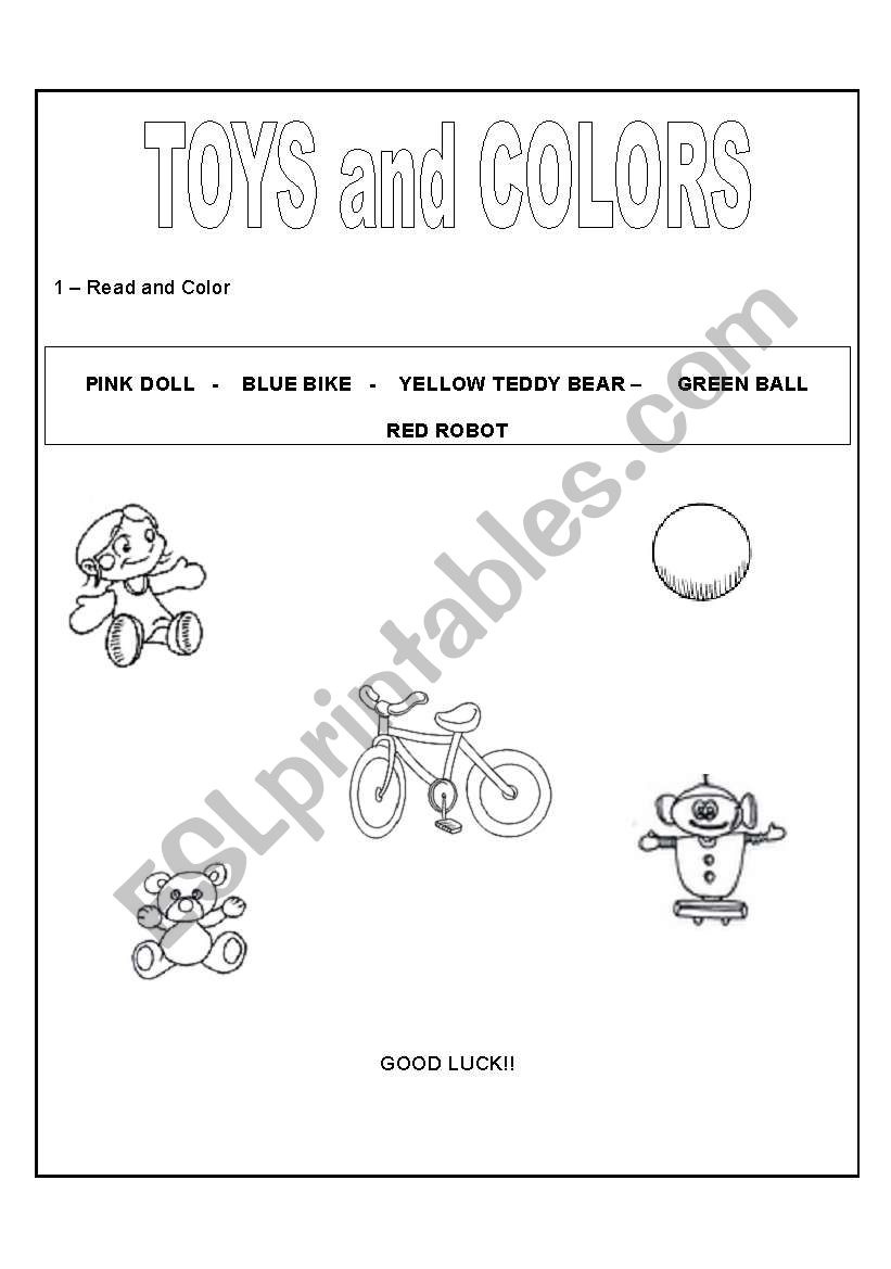 Toys and Colors worksheet