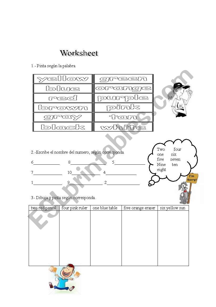 COLOUR AND NUMBERS worksheet