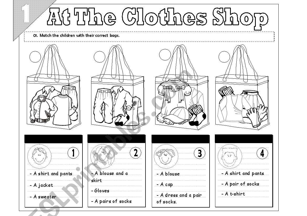 At The Clothes Shop worksheet