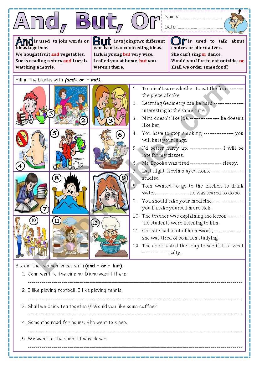 And, But, Or? worksheet