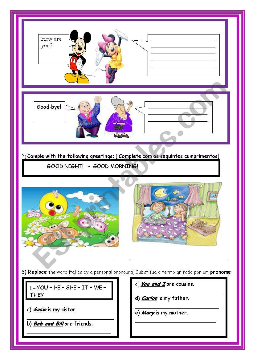 GREETINGS worksheet