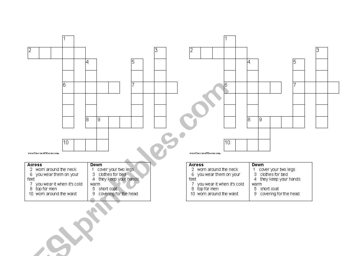 crosswords worksheet