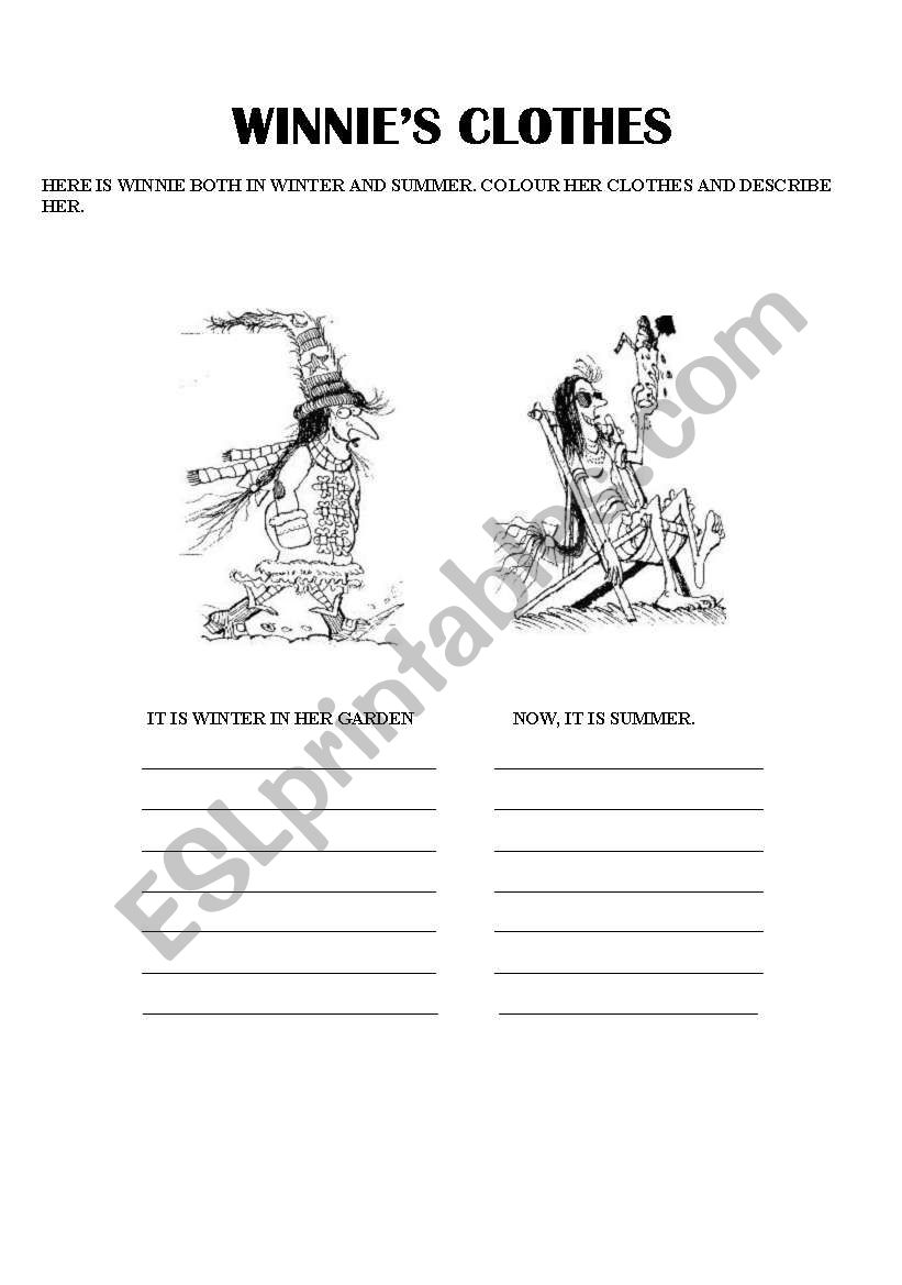 winnies clothes worksheet