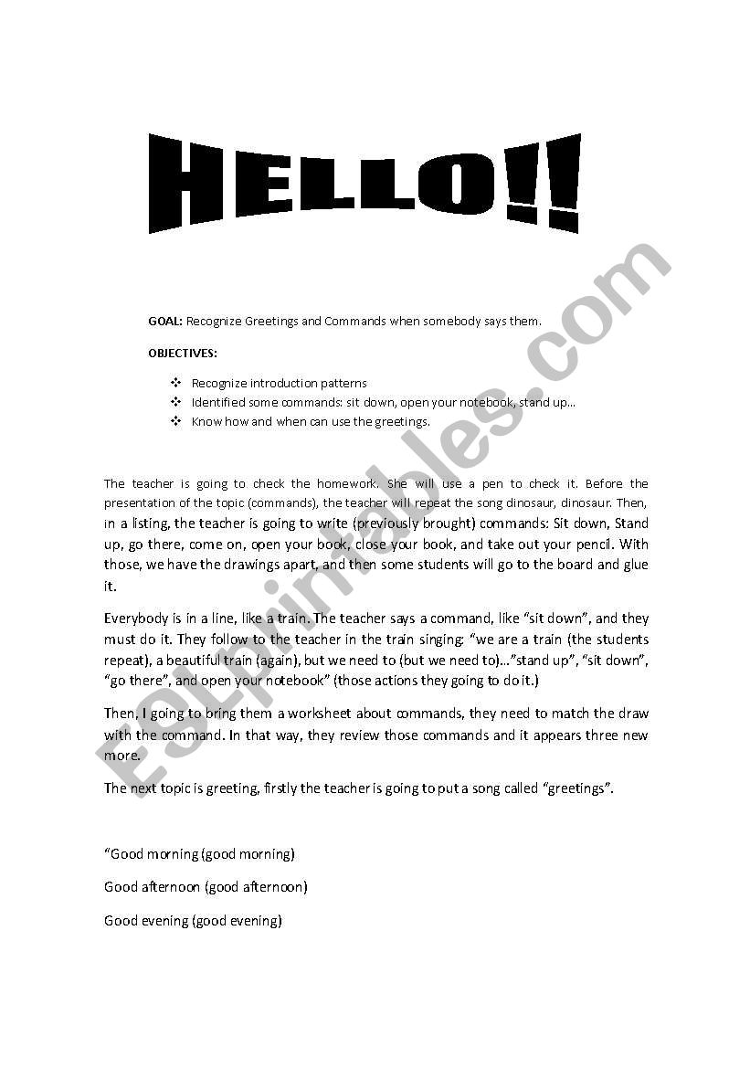 greetings worksheet