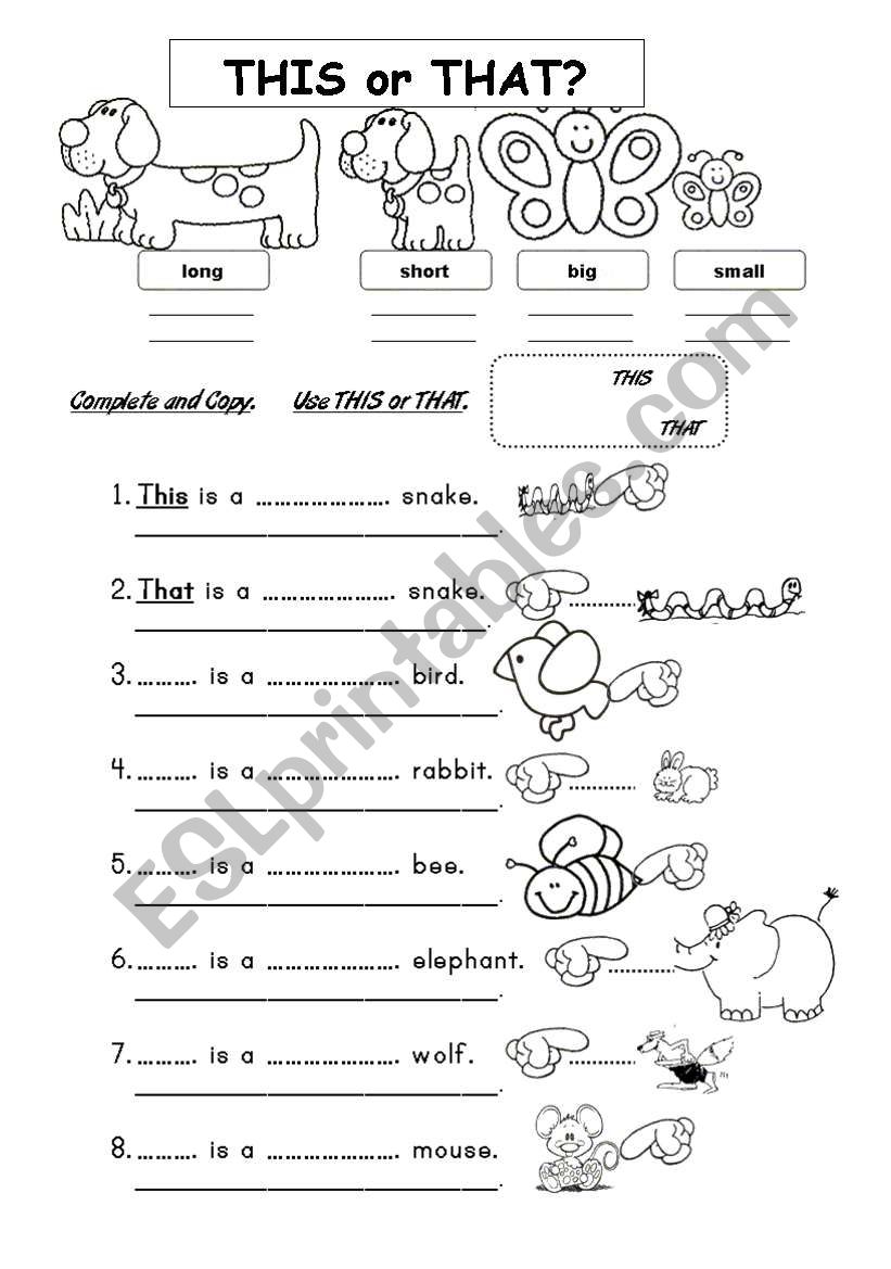 THIS or THAT? + ADJ worksheet