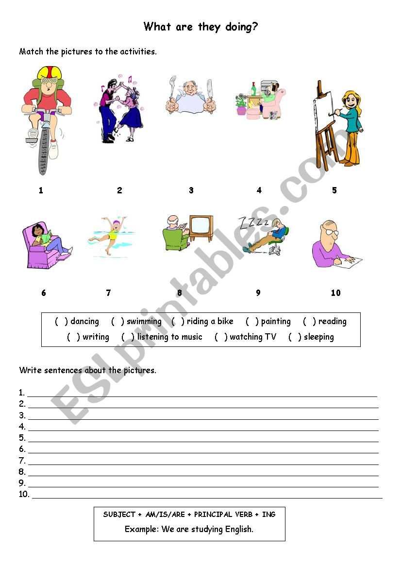 What are they doing? worksheet