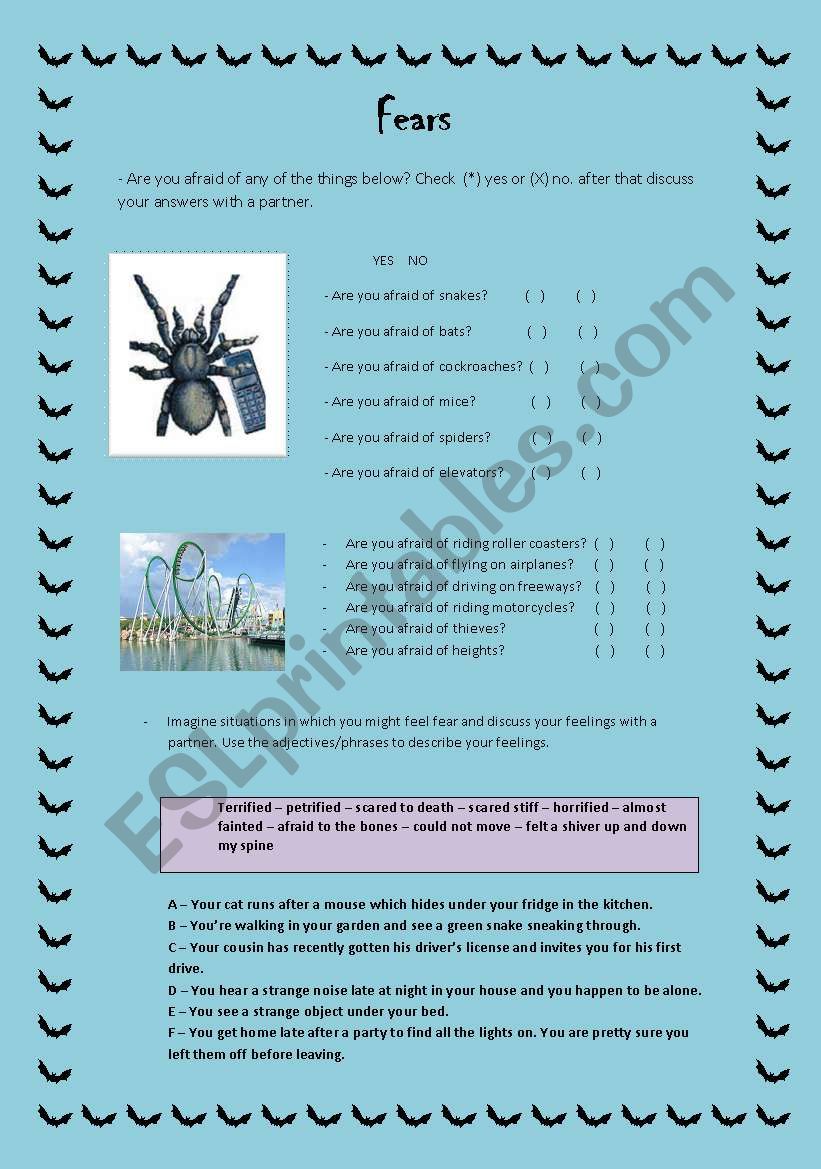 FEARS worksheet