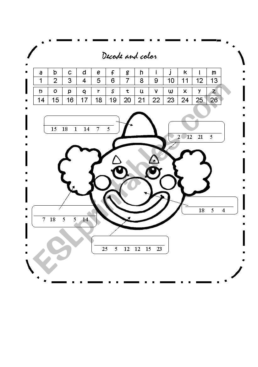 Decode and color worksheet