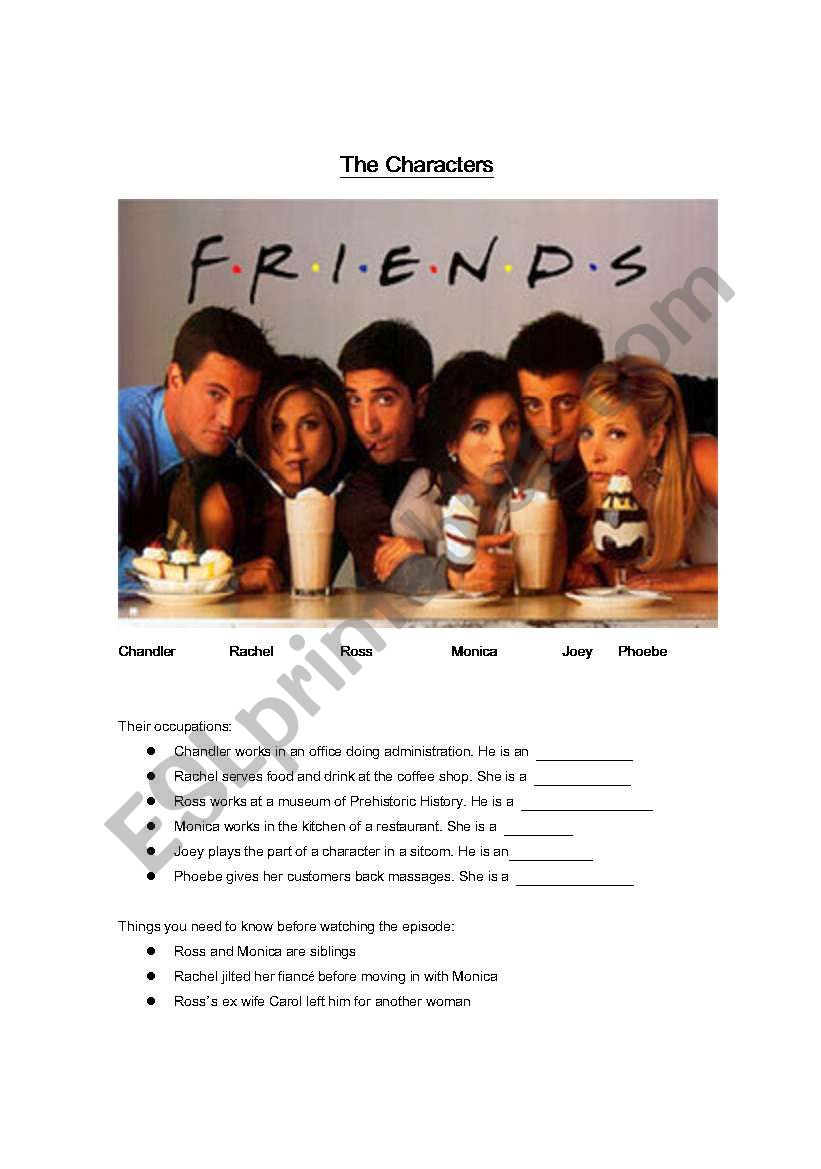 Friends Sitcom worksheet worksheet