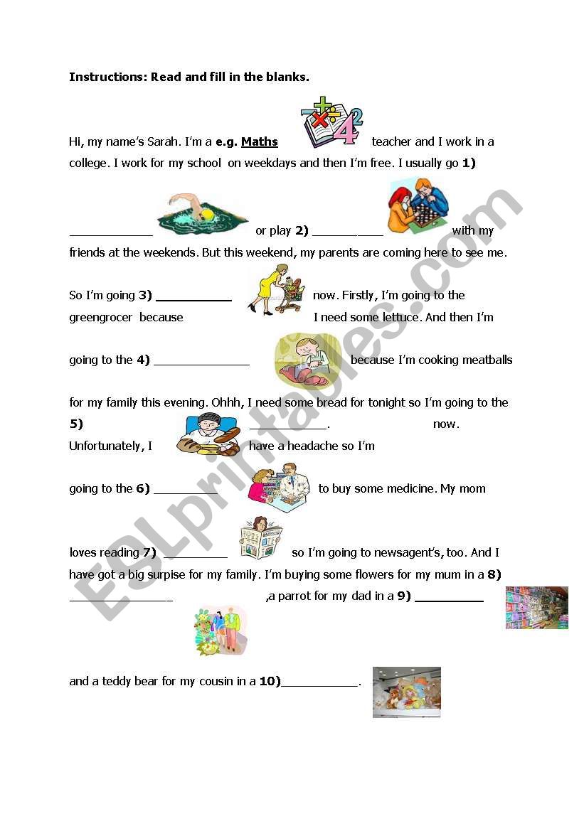 shop names worksheet