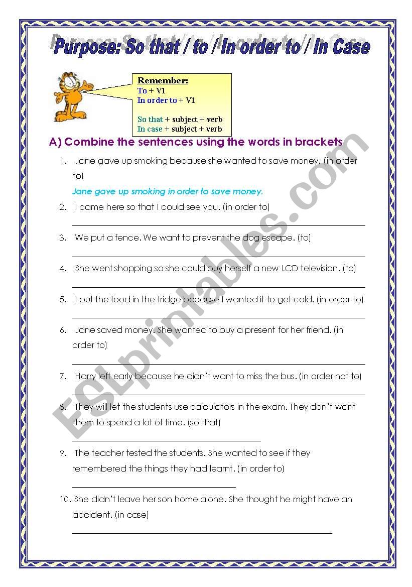so that in case worksheet