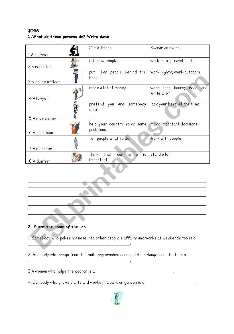 What do they do? worksheet