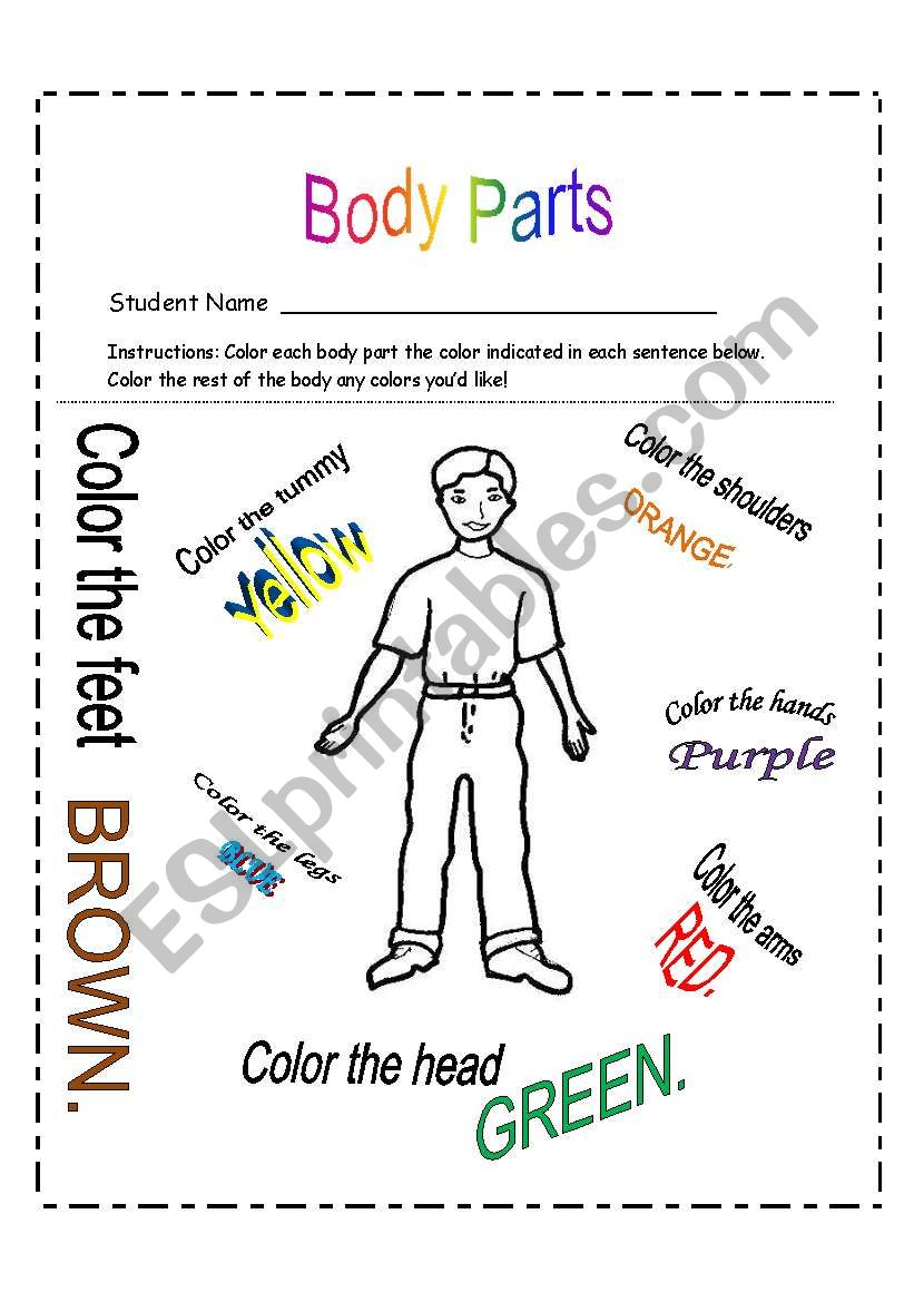 Body Parts Coloring Activity worksheet