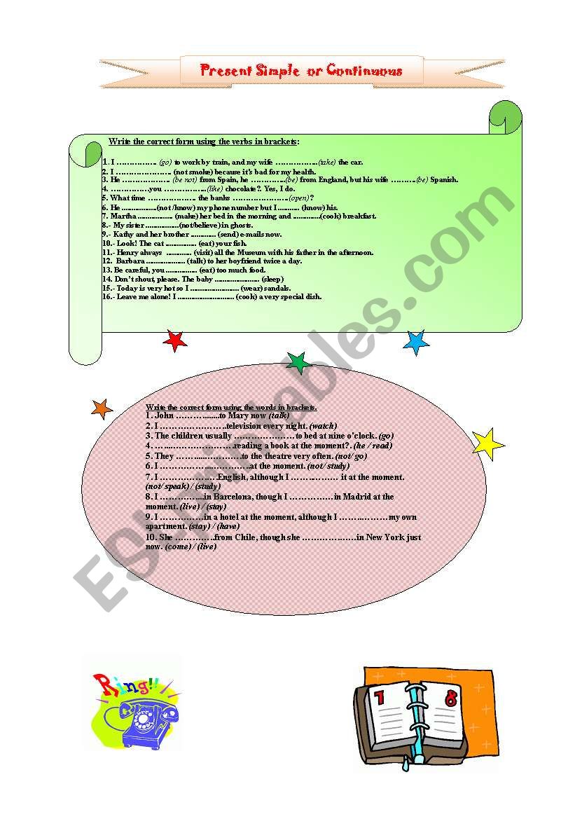 Present simple or continuous worksheet