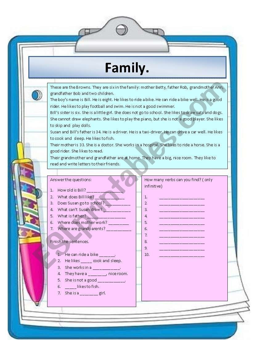 Family worksheet