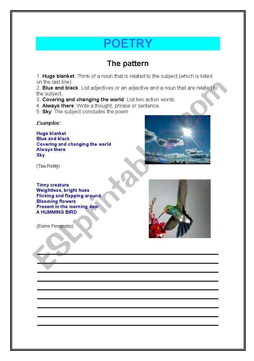 POETRY IN THE CLASSROOM worksheet