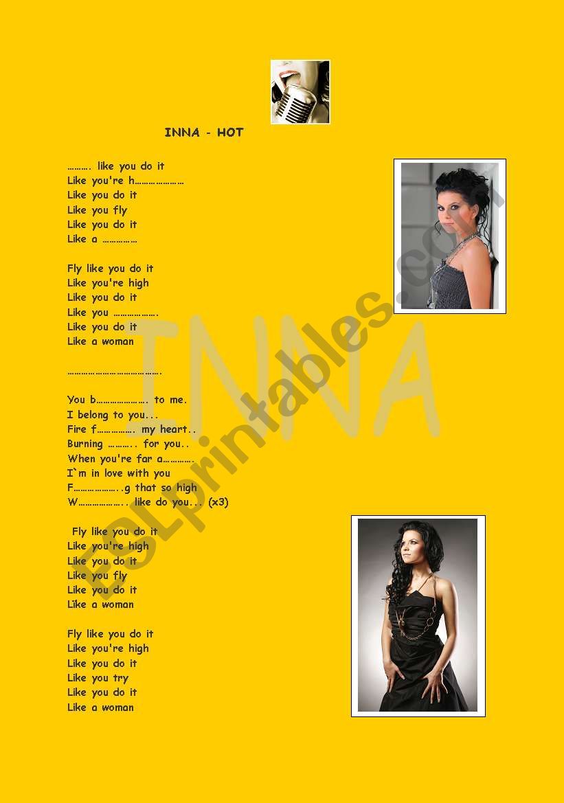 Inna - Hot worksheet