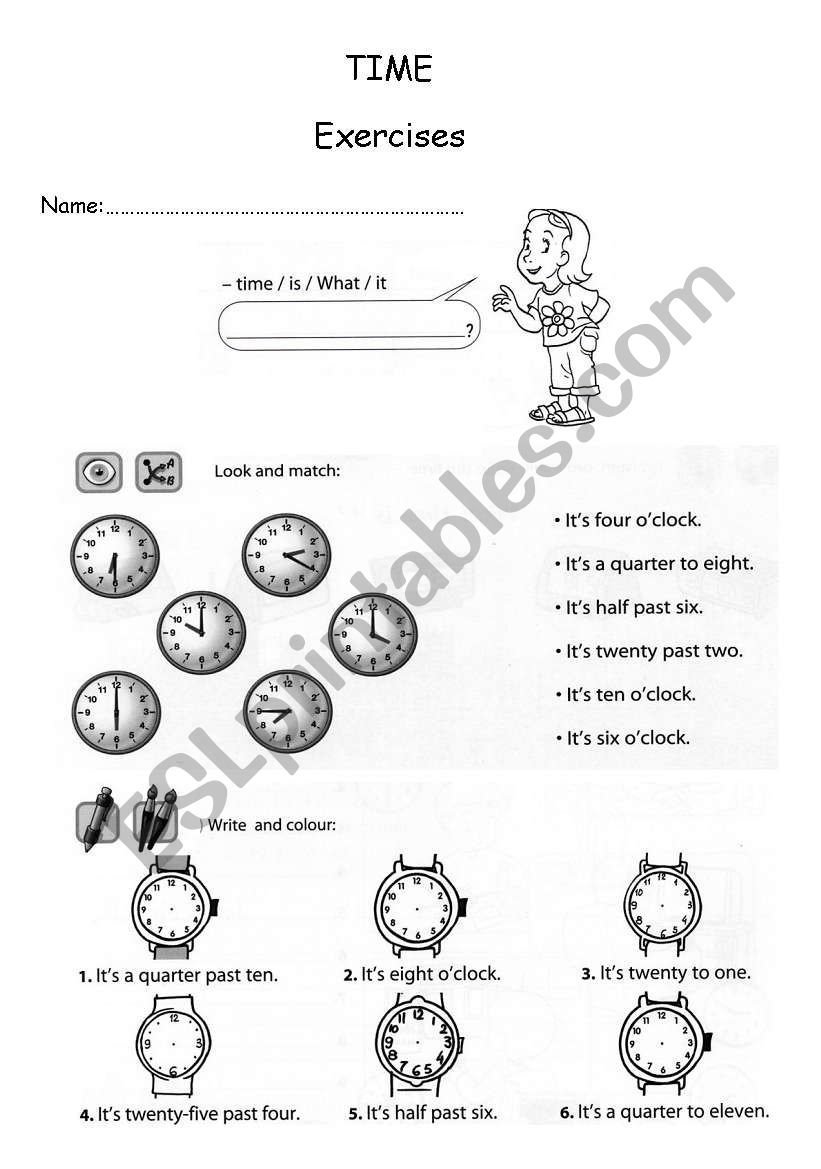 Time exercises worksheet