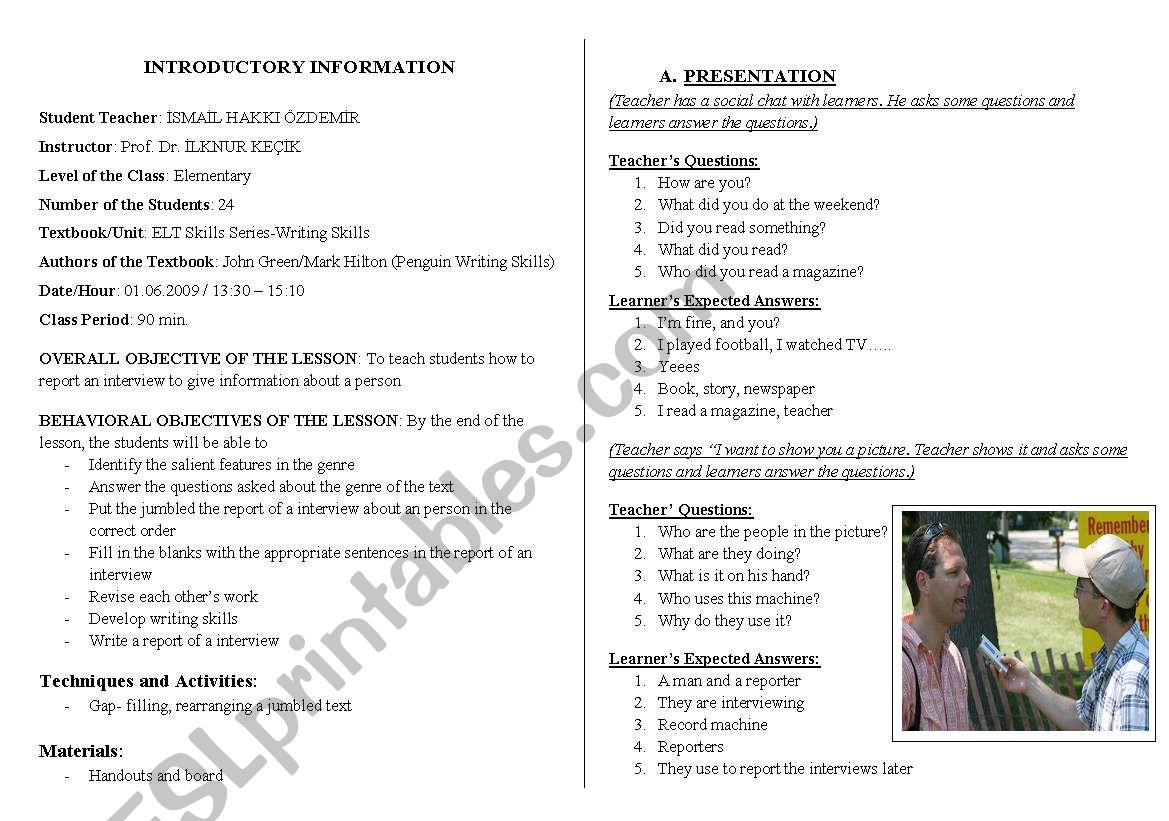 WRITING PLAN worksheet