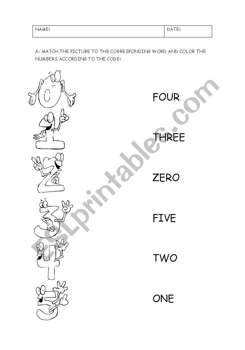 Numbers 0-5 worksheet