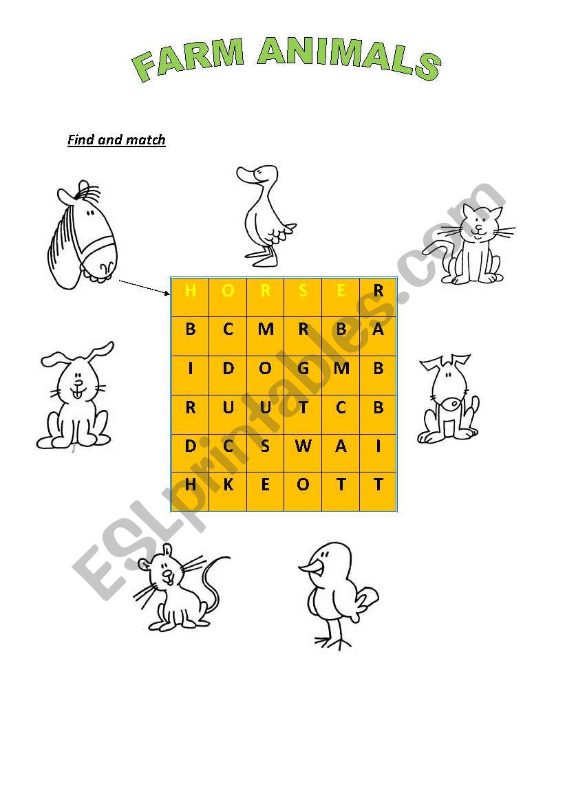 FARM ANIMALS worksheet