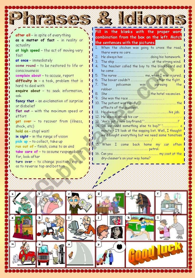 Phrases & Idioms (Part 2) worksheet