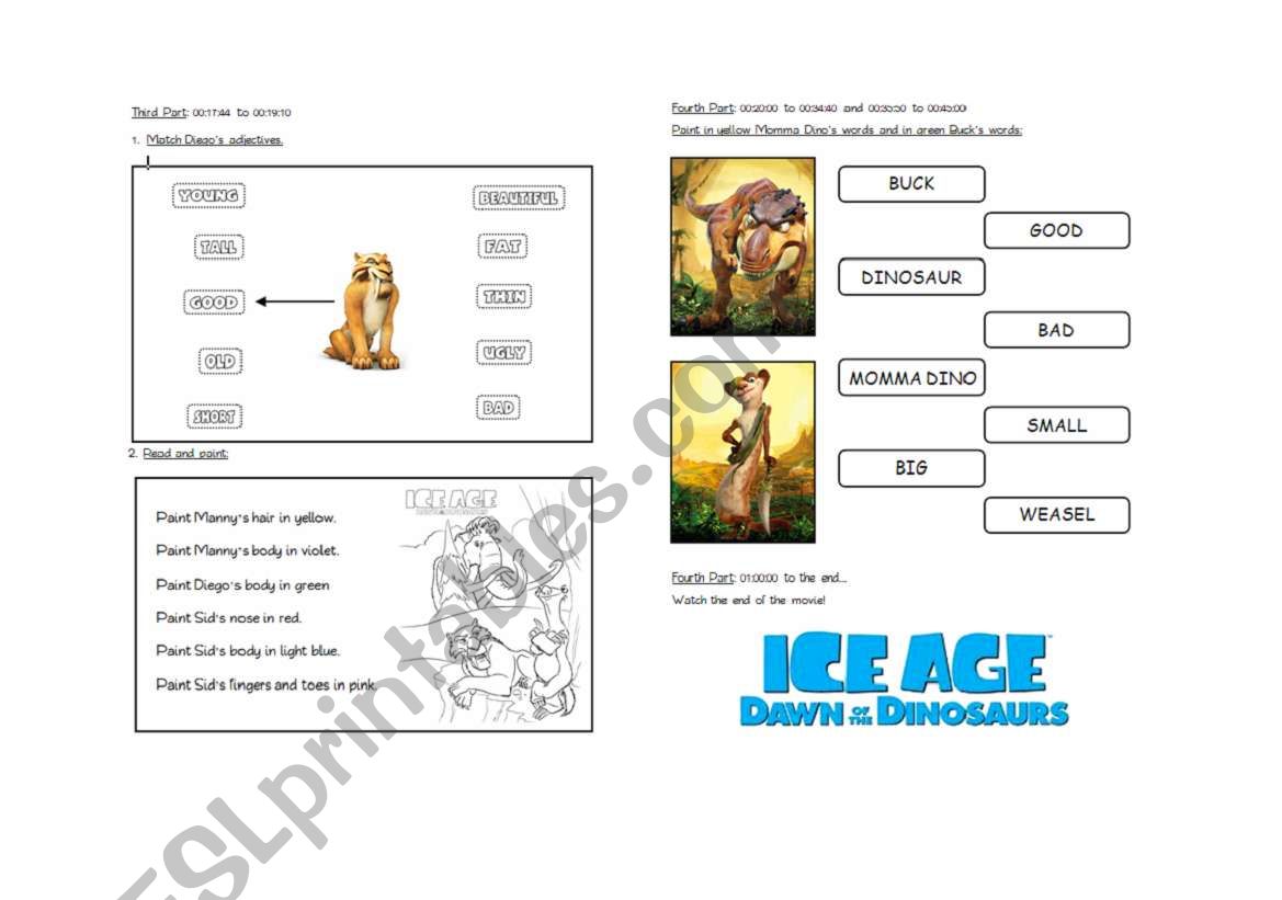 THE ICE AGE 3 - PART 2 worksheet