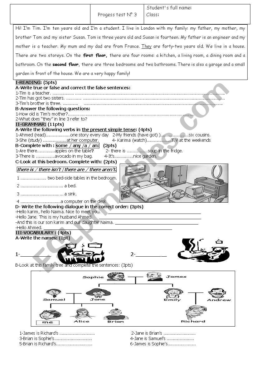 test worksheet