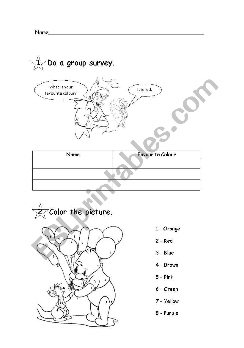 Colours Disney worksheet