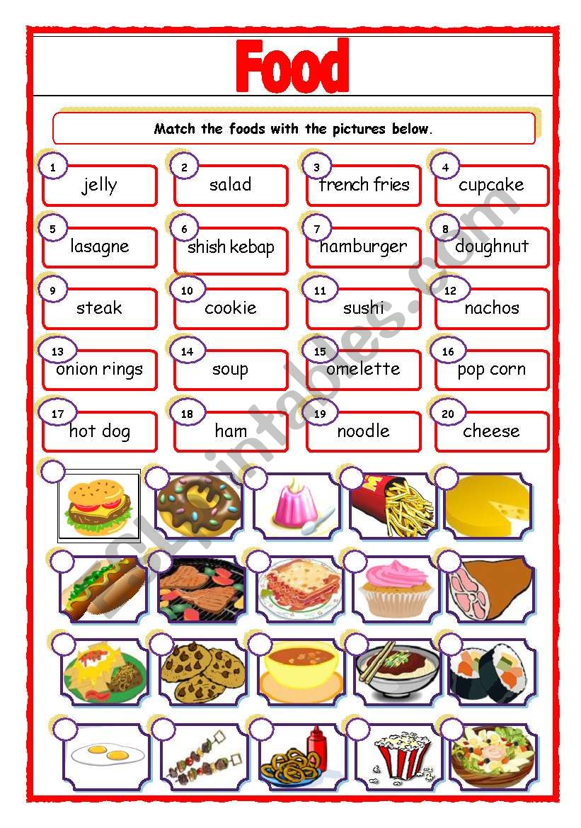 Different Kinds Of Food - ESL worksheet by bloodsugar