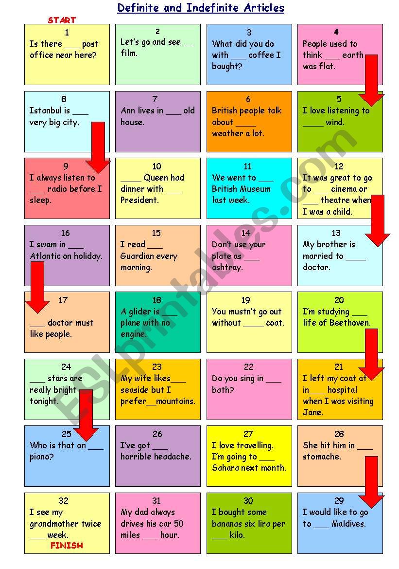 Definite&Indefinite Articles - ESL worksheet by aycayy