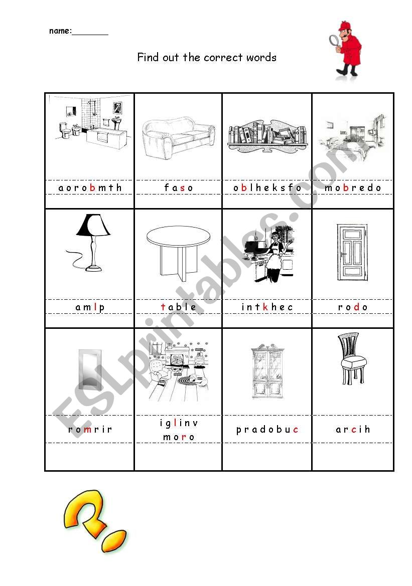 Rooms worksheet