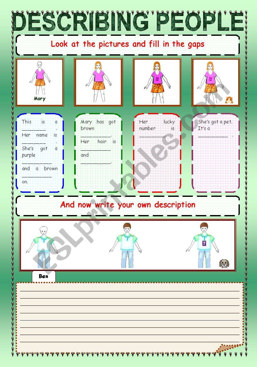 Describing People worksheet