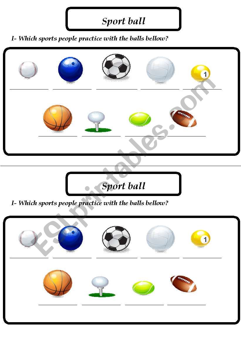 Sports ball worksheet