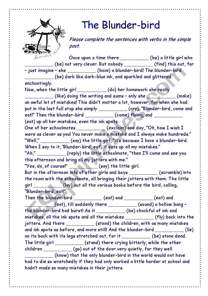 The Blunder-bird worksheet