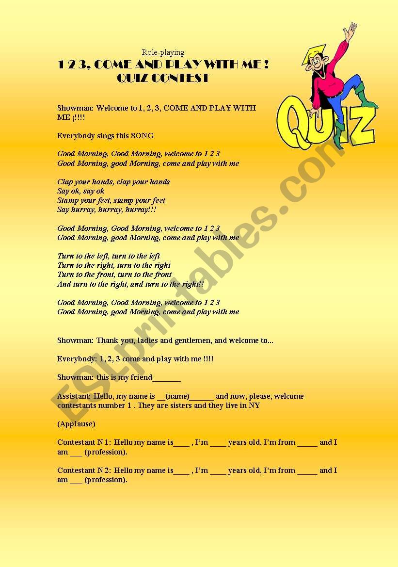 Role-playing quiz contest. 2 pages