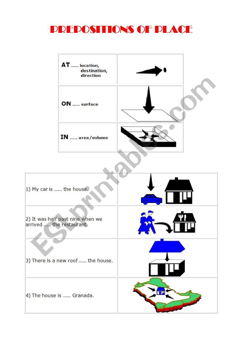 prepositions of place worksheet