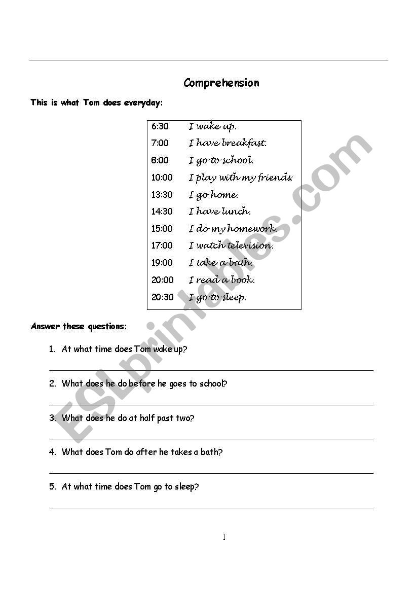 Talking about routines worksheet