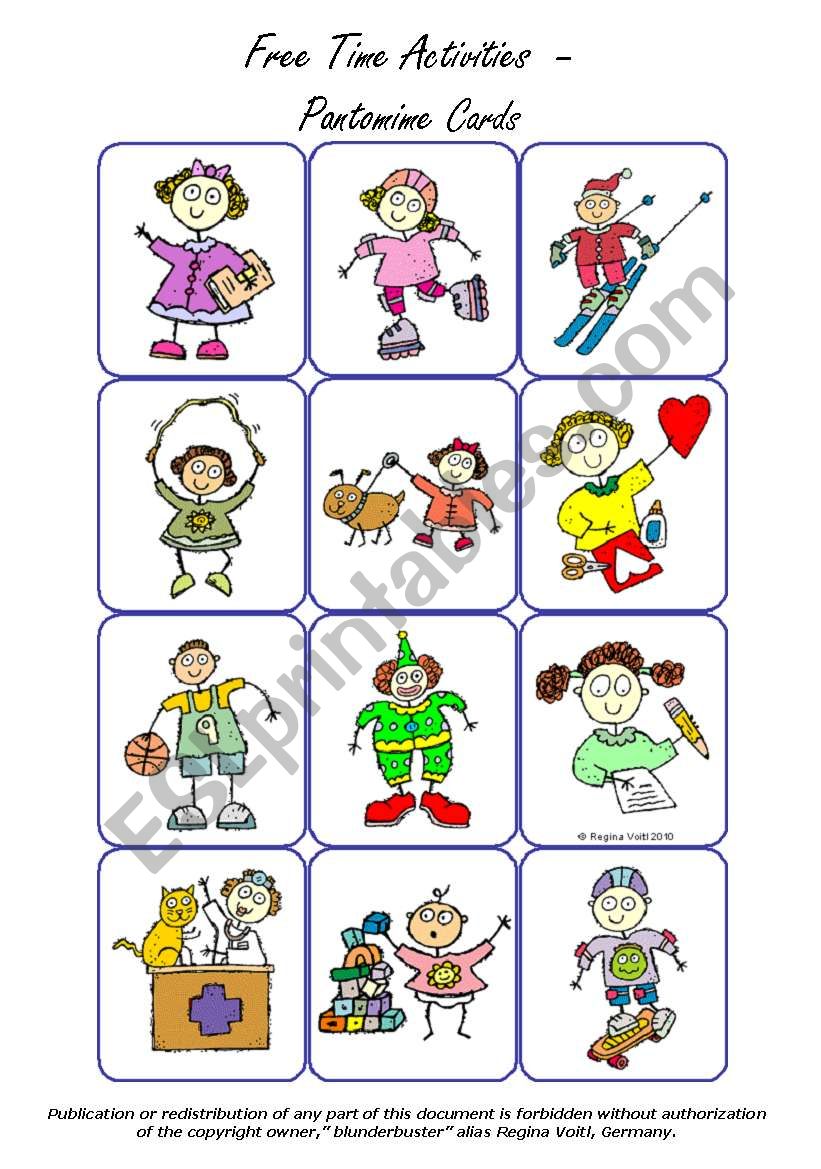 Free Time Activities - Miming / Pantomime (36 Cards)
