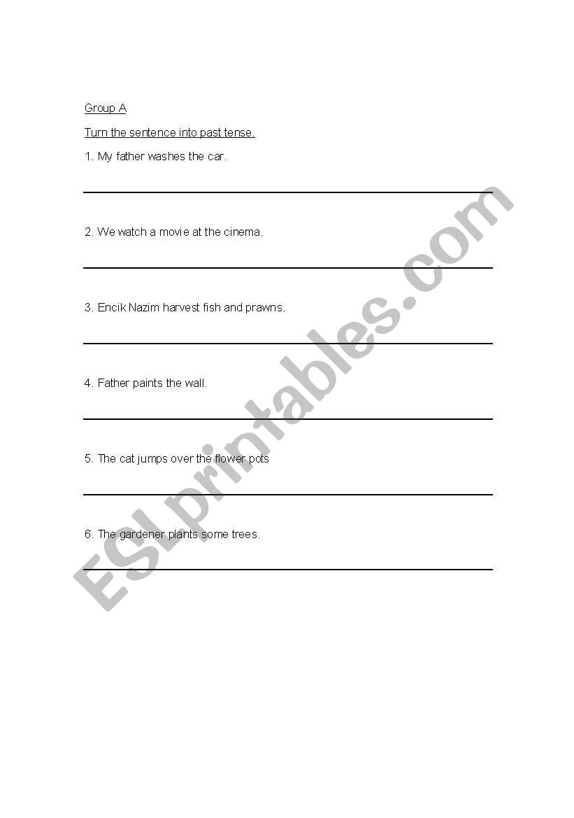 past tense worksheet