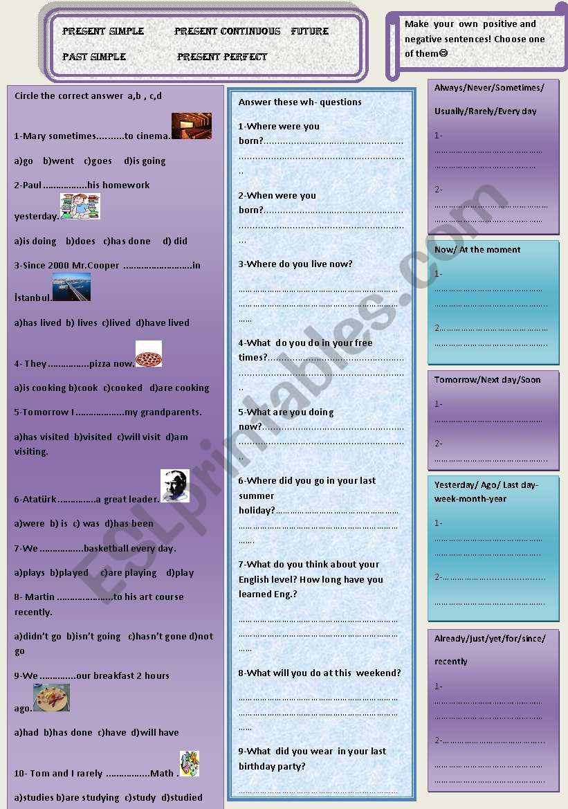 Tenses - ESL worksheet by nymph_07