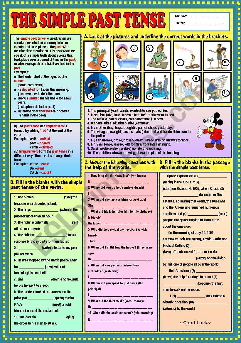 The Simple Past Tense + KEY worksheet