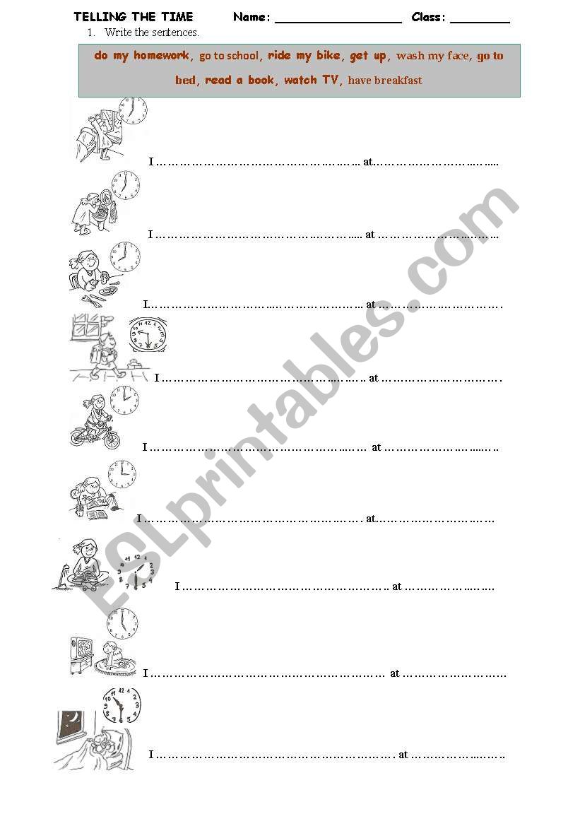 TELLING THE TIME worksheet