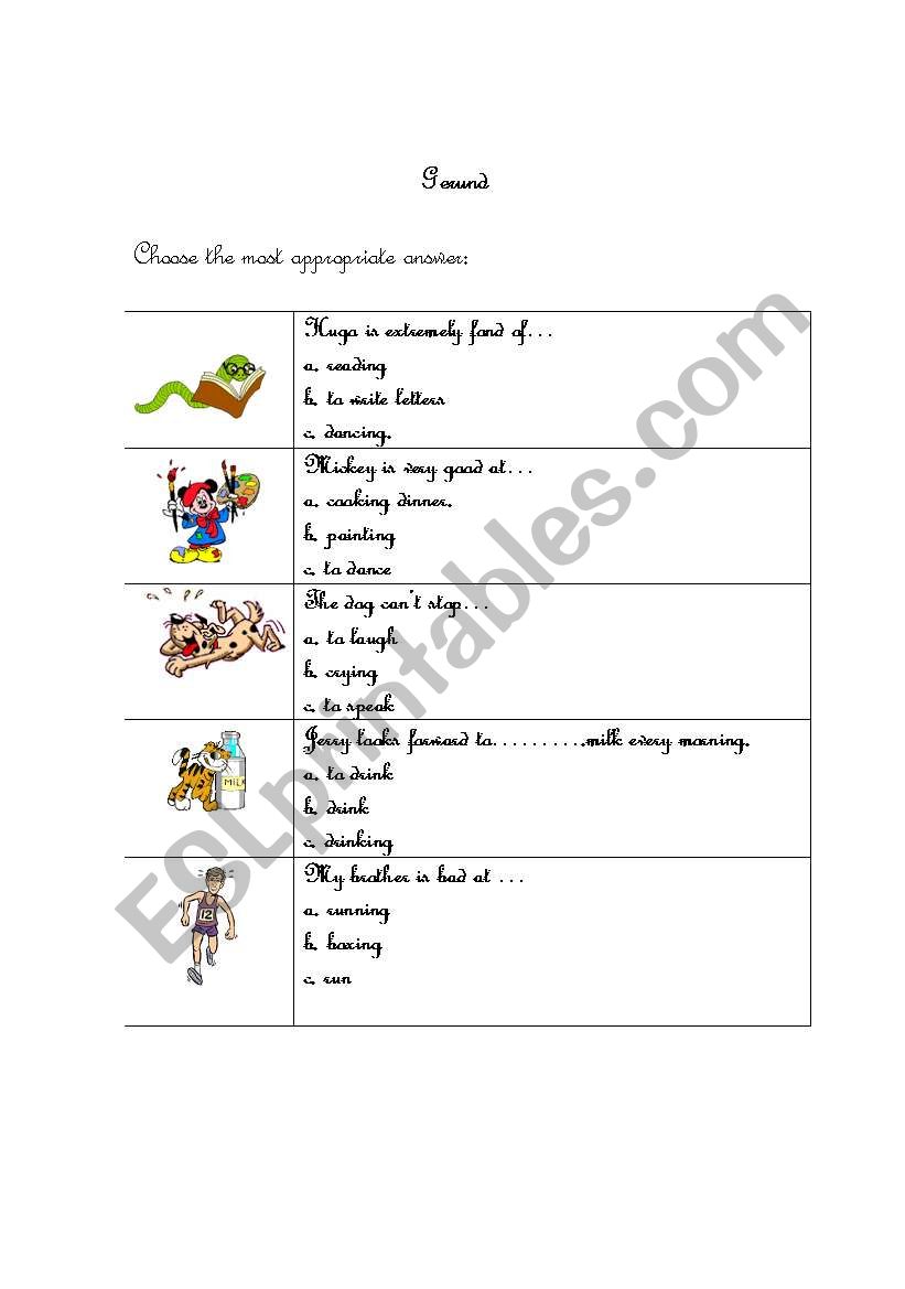 gerund worksheet