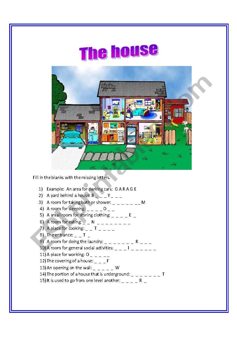 The house game worksheet