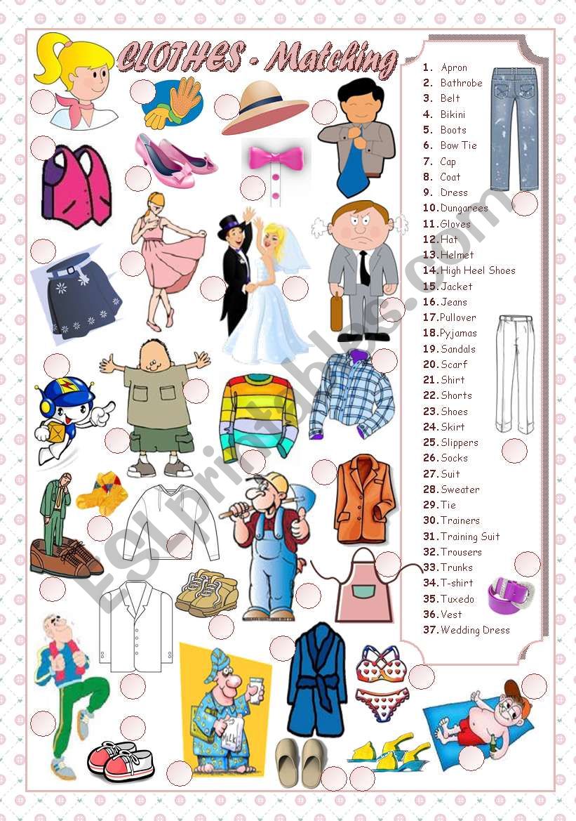 CLOTHES - MATCHING worksheet