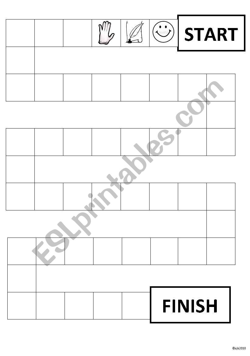 Charades Game Board worksheet