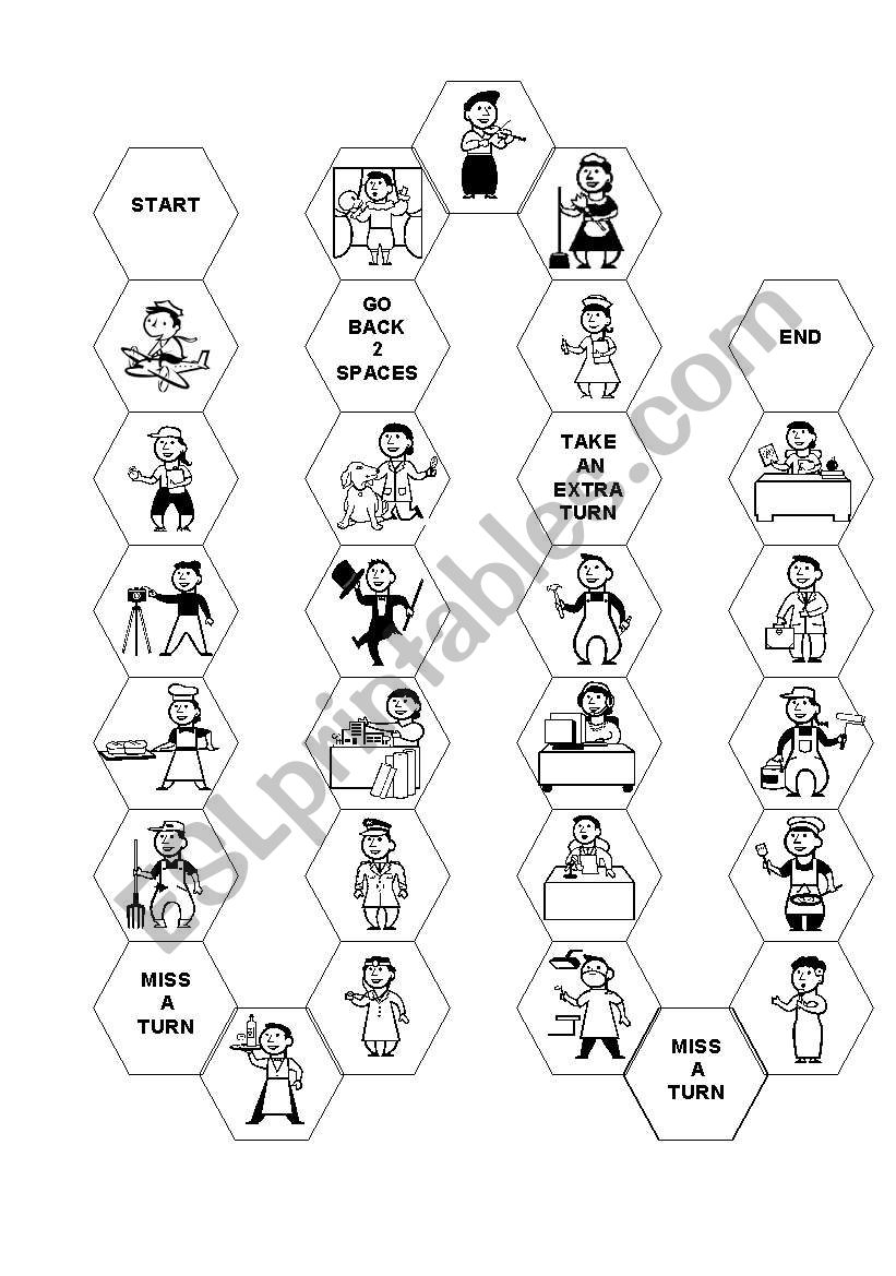 Jobs - board game worksheet